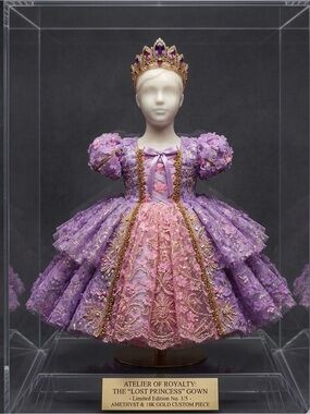 Amethyst & Pink Princess Costume Gown with Gold Trim